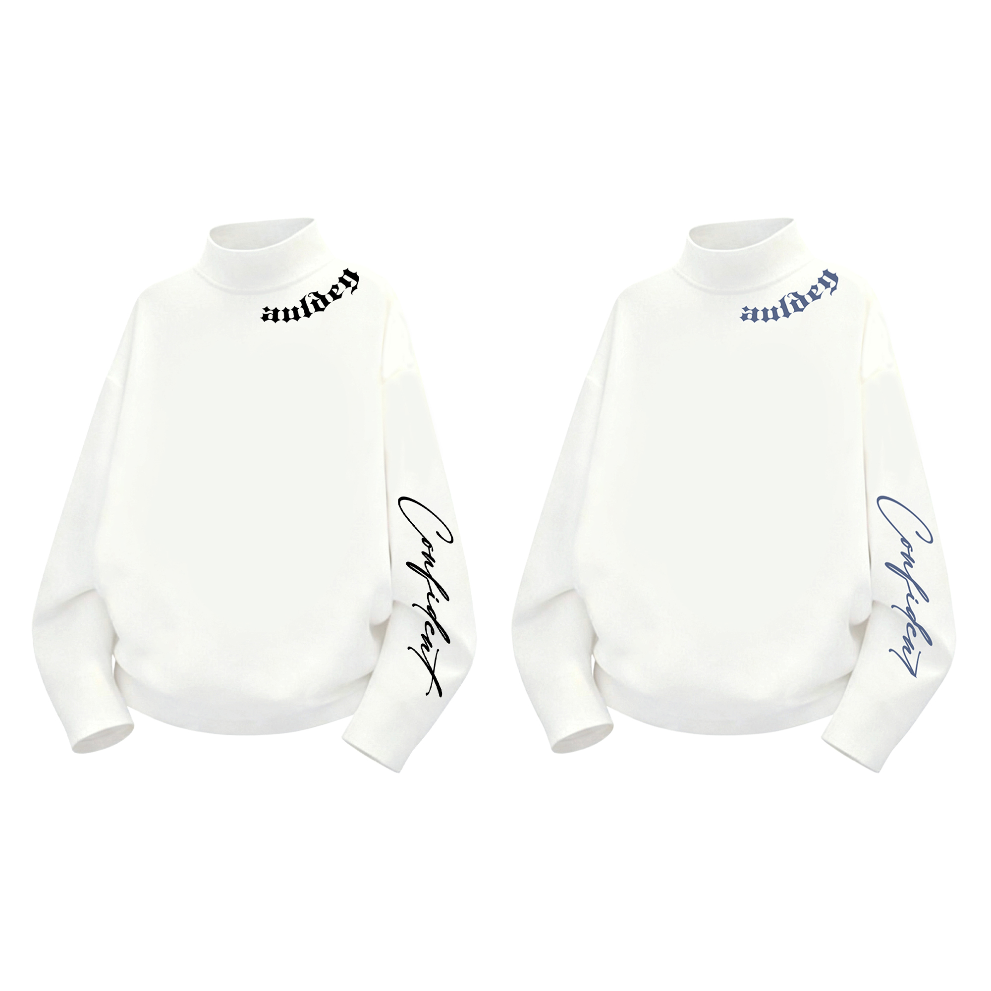 

Свитшот Unisex Half Turtleneck Moderate AULDEY, белый синий+белый черный[2 pack]