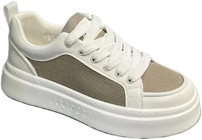 

Мужские дышащие кроссовки из сетки - мягкая амортизирующая резиновая подошва, бело-бежевый цвет, средний верх для повседневной носки, повседневная обувь, Современные кроссовки, Внутренняя подкладка из ткани Clolinde