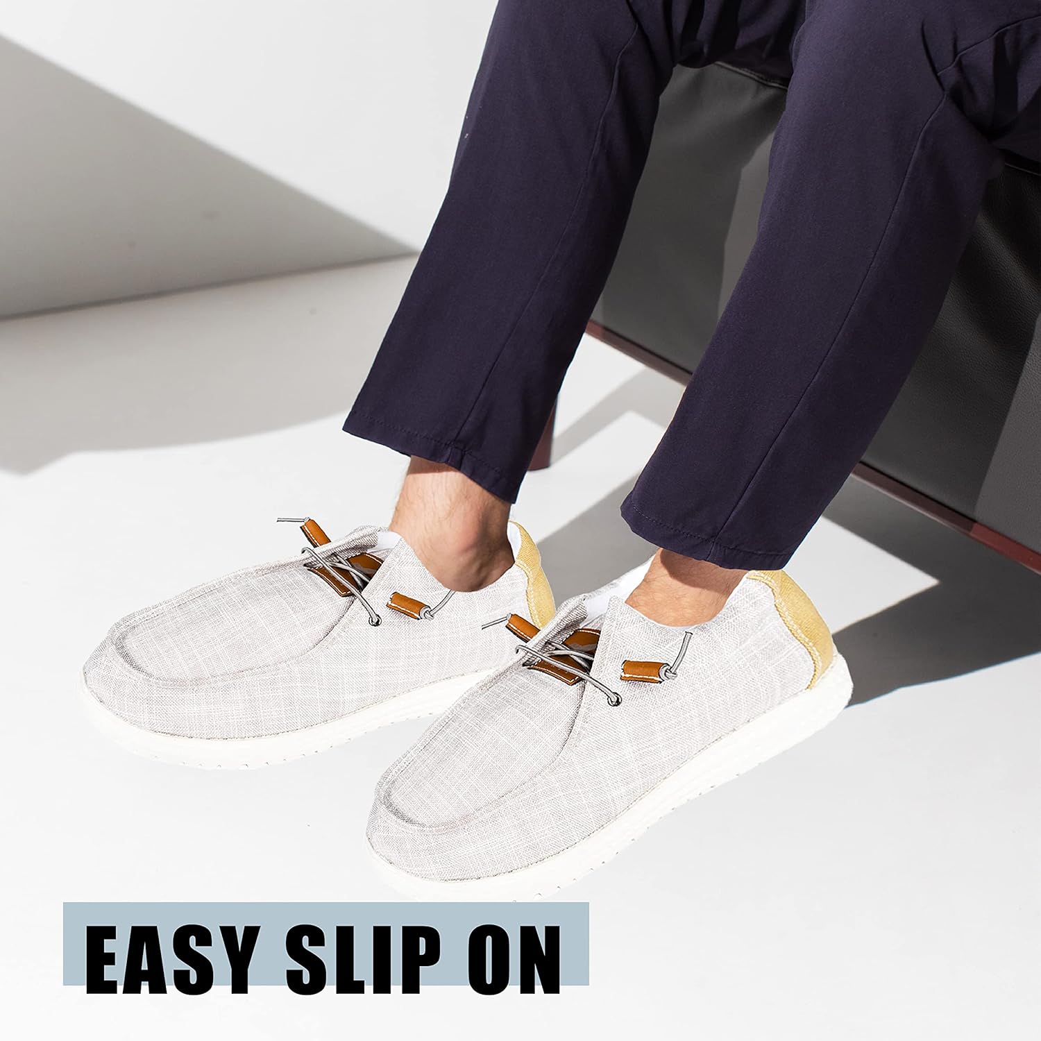 NORTY Серые мужские лоферы Chukka Low Ankle - повседневная обувь для мужчин - эластичные лоферы на шнуровке, темно-синий — фото 2