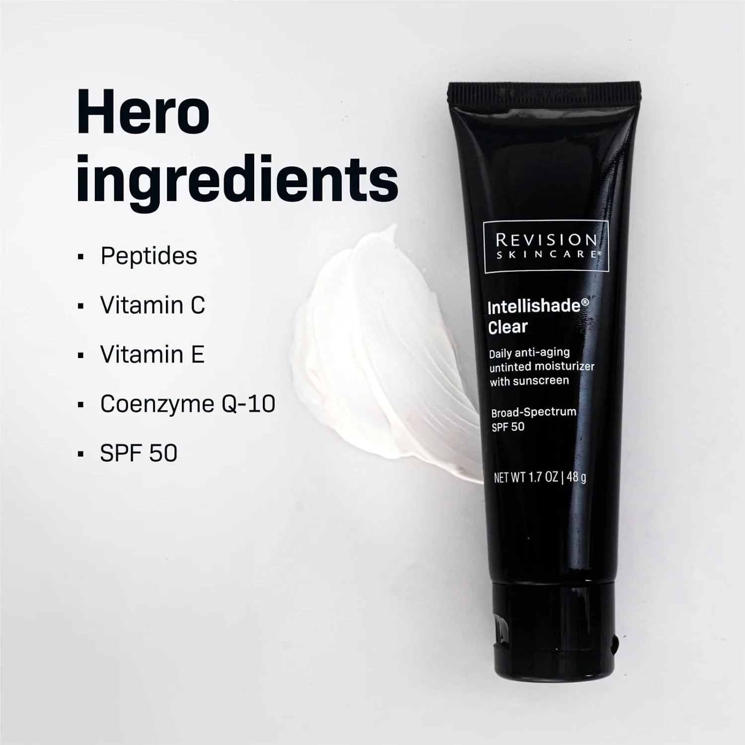 Revision Skincare Intellishade Clear SPF 50, антивозрастной солнцезащитный крем для лица, ежедневный увлажняющий крем без масла с SPF, пептидами и витамином C, невидимый увлажняющий крем широкого спектра, 50 мл, white — фото 4