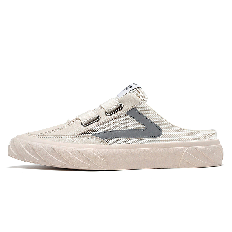 

Bull charm Мужские бесшумные тапочки с закрытым носком на резиновой подошве бежевые, цвет Beige