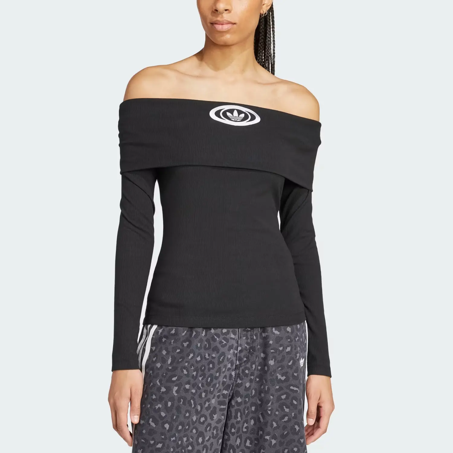 Adidas Originals Adidas Женский Топ с Длинными Рукавами и Открытыми Плечами Black — фото 4