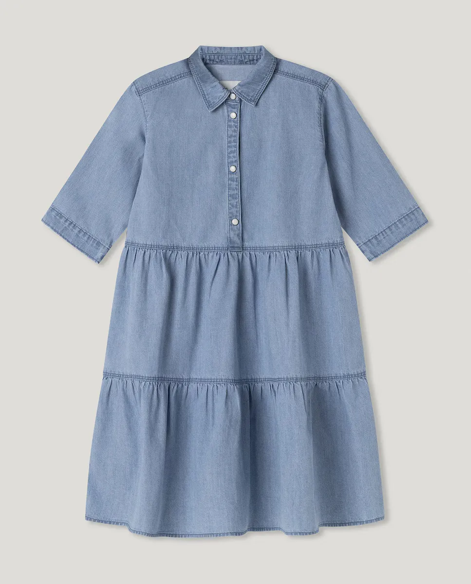 

Платье для девочки из денима прямого кроя с короткими рукавами Pepe Jeans, синий