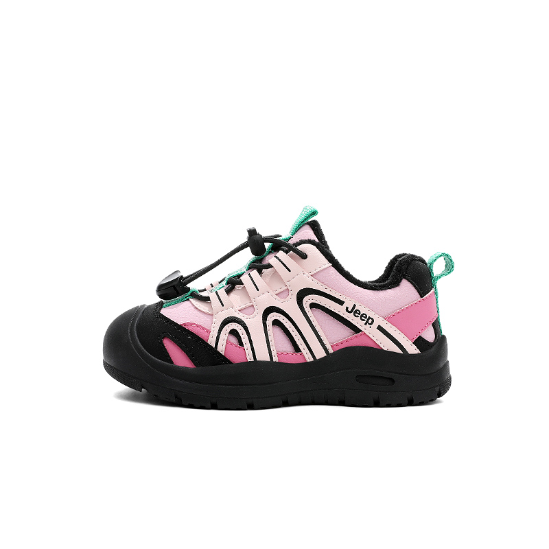 

Детские повседневные низкие кроссовки Slip Resistant Abrasion Resistant Jeep, obsidian черный/розовый розовый[thin cotton]