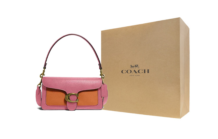 

COACH Кожаная сумка через плечо среднего размера для женщин в фиолетово-оранжевой расцветке