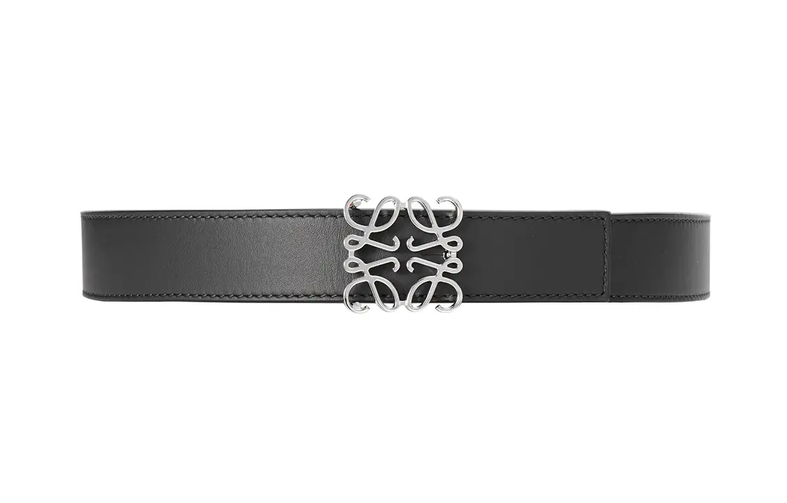 LOEWE Реверсивный пояс с анаграммой из гладкой телячьей кожи, Black — фото 3