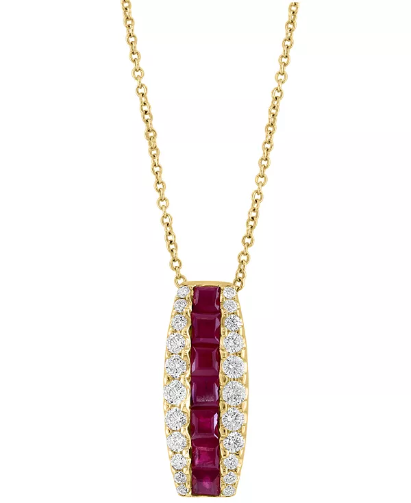 

Вертикальное 18-дюймовое ожерелье с подвеской Effy из 14-каратного золота с рубинами (1-1/5 карата) и бриллиантами (1/2 карата) Effy Collection, ruby