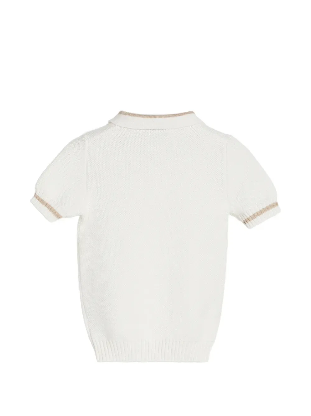 Хлопковая вязаная поло рубашка Baby Bernie с сотовым узором Brunello Cucinelli Kids, нейтральный — фото 2