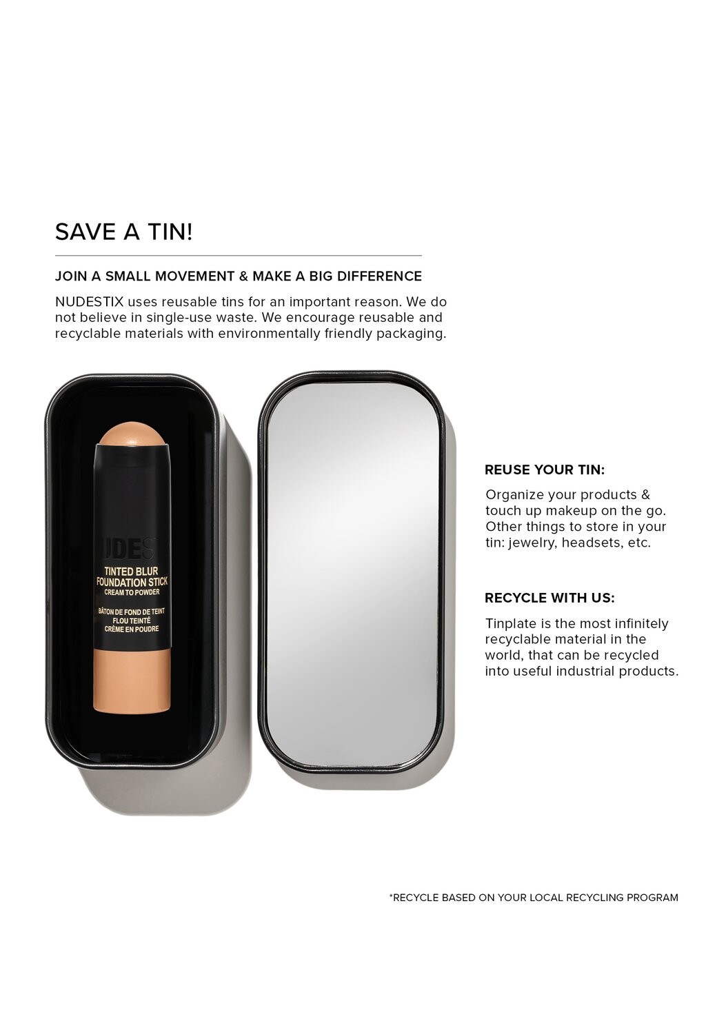 

Тональное средство TINTED BLUR FOUNDATION STICK NUDESTIX, бежевый