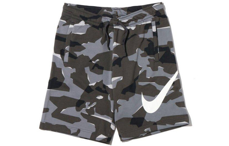 Шорты с завязками и принтом большого логотипа, серые камуфляжные Nike, серый