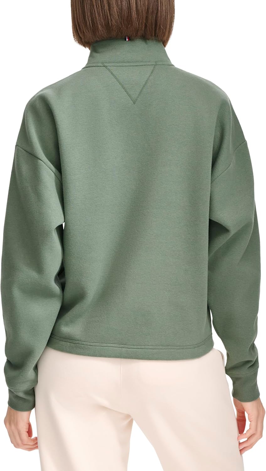 Женская флисовая толстовка Tommy Hilfiger с застежкой-молнией Quarter Zip, Basil — фото 4