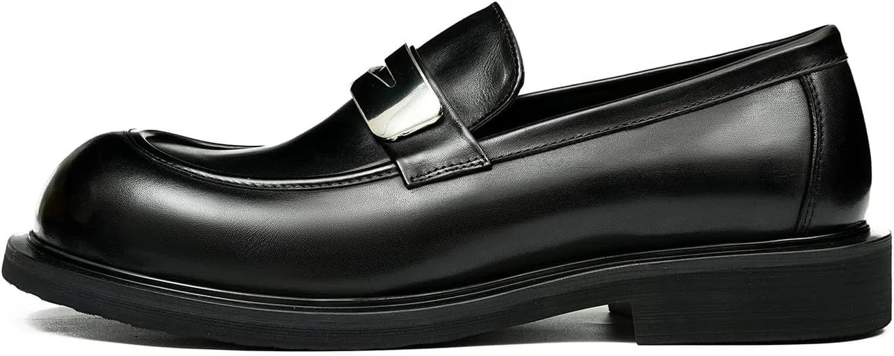 Мужские слипоны Santimon Loafers, формальные лоферы Penny, модные натуральные кожаные с квадратным носком, туфли для выпускного, смокинга, свадьбы, делового и повседневного ношения, легкие туфли для костюма, черный — фото 2