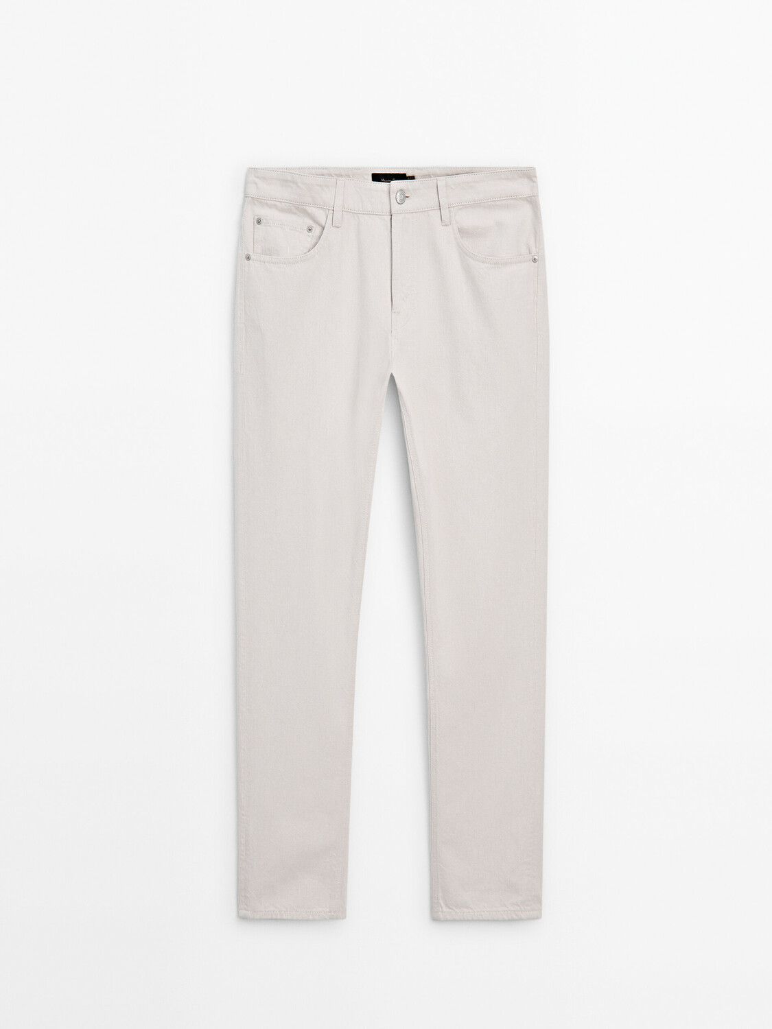 

Зауженные брюки из хлопкового денима Massimo Dutti, кремовый, Бежевый, Зауженные брюки из хлопкового денима Massimo Dutti, кремовый