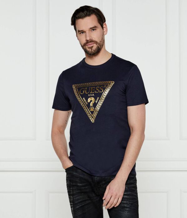 

Футболка с тремя бревнами и цепочкой Regular fit Guess Jeans, синий