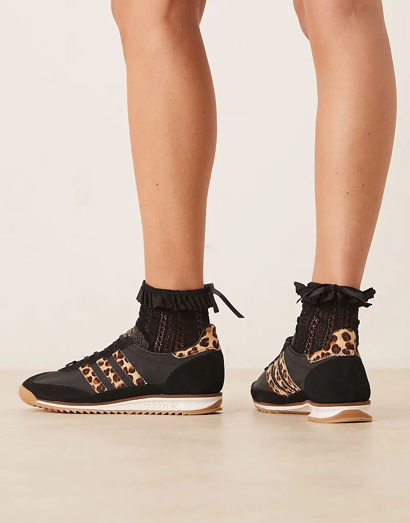 Кроссовки adidas Originals SL 72 OG черного и леопардового цветов — фото 3