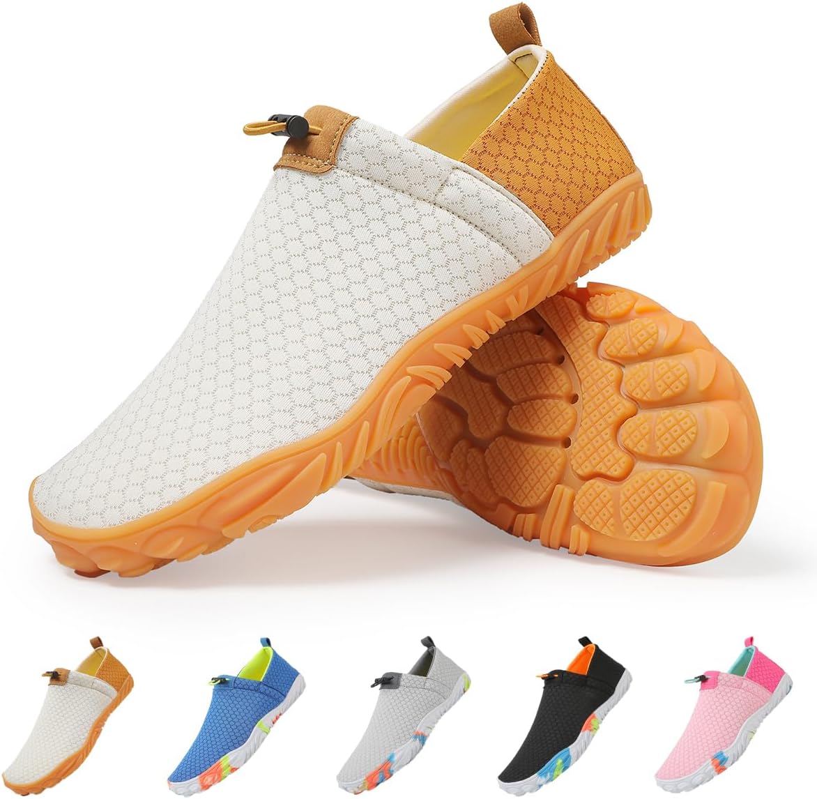 

Кроссовки для воды, минималистичные прогулочные туфли, быстро сохнущие дышащие сетчатые, подошва из нескользящей резины, широкий носок, для пляжа, бега и походов на открытом воздухе Suxiaur, 999-apricot