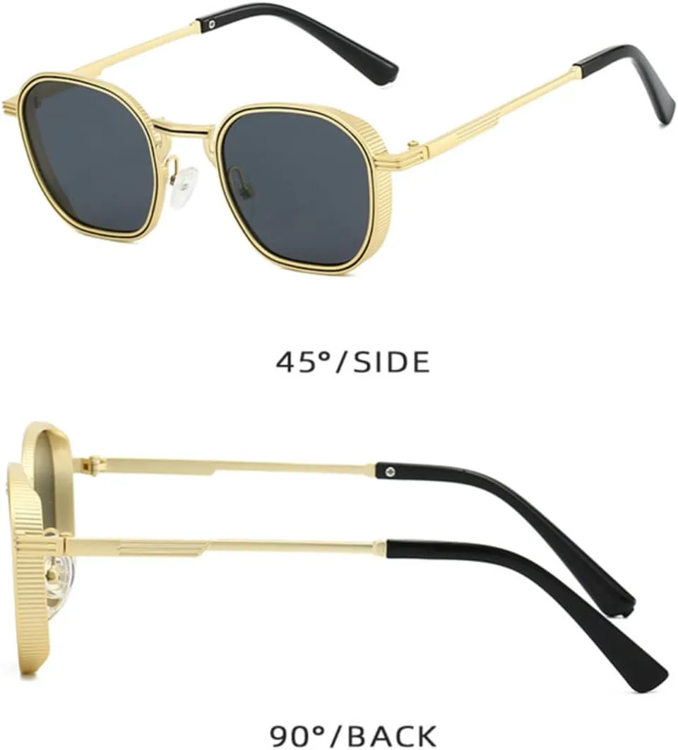 

Ретро квадратные металлические женские солнцезащитные очки UV400, модные прозрачные градиентные UV400, мужские солнцезащитные очки в стиле панк TVTBBVV, Golden Clear