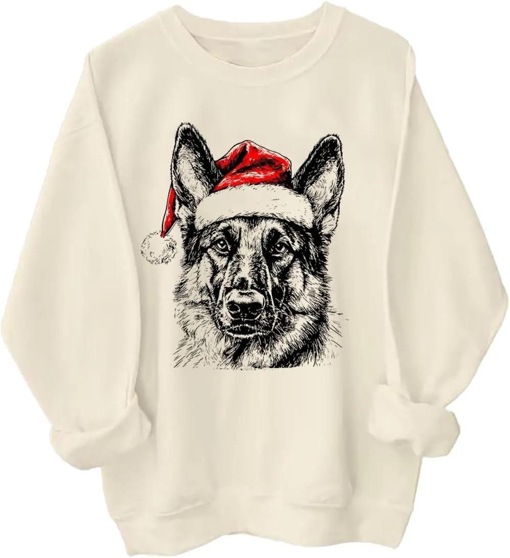 

Свитшот с немецкой овчаркой на Рождество LNDOCAI