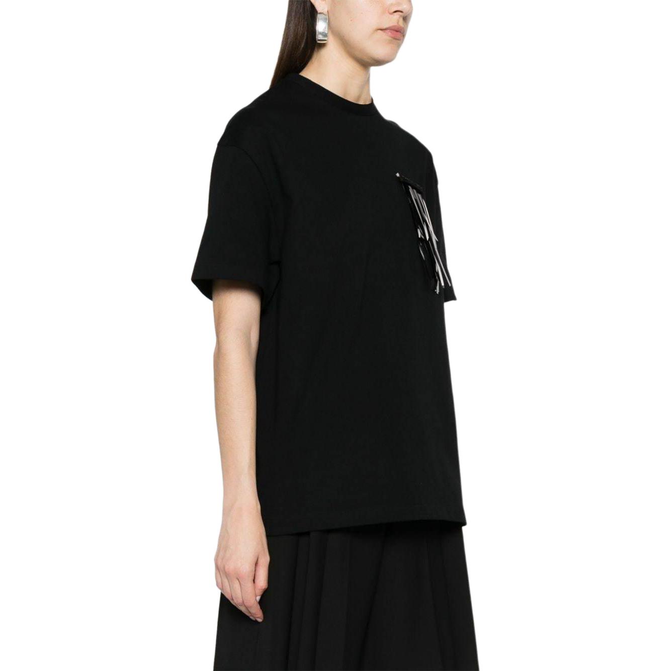 Футболка с бахромой и брошью JIL SANDER, черный — фото 4