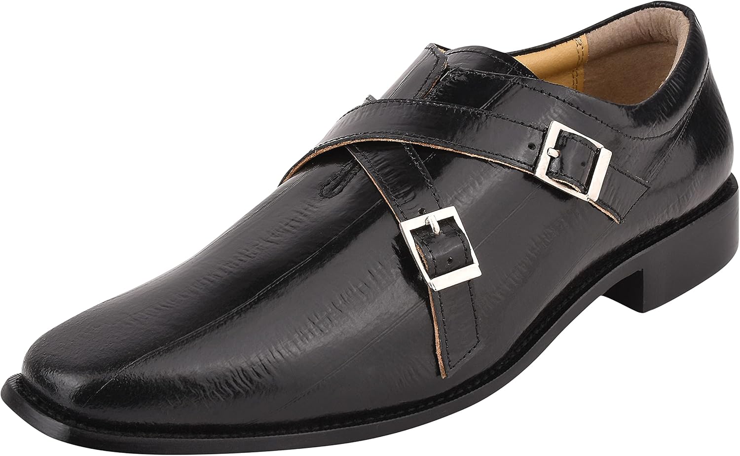 

Мужские туфли LIBERTYZENO с животным принтом из натуральной кожи с застежкой-монк и шнуровкой для взрослых, на Рождество, черный