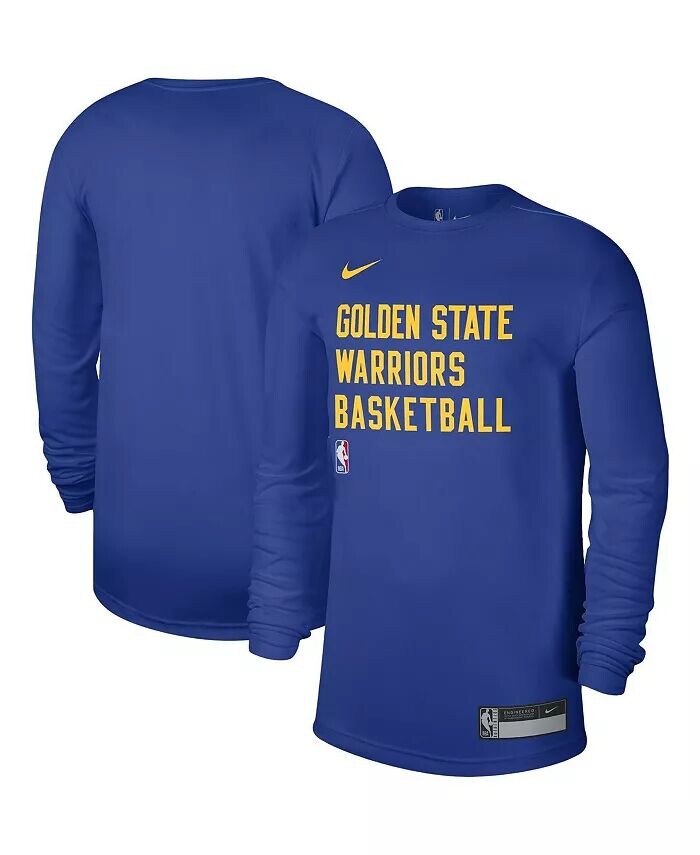 Мужская и женская футболка Royal Golden State Warriors 2023/24 Legend On-Court Practice с длинным рукавом Nike — фото 2