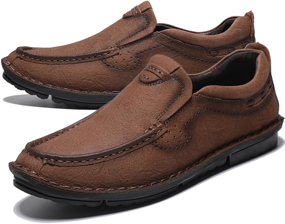 

Мужские повседневные слипоны Maylrvjv, мокасины для вождения, мягкие и удобные кожаные туфли для ежедневной носки, коричневый