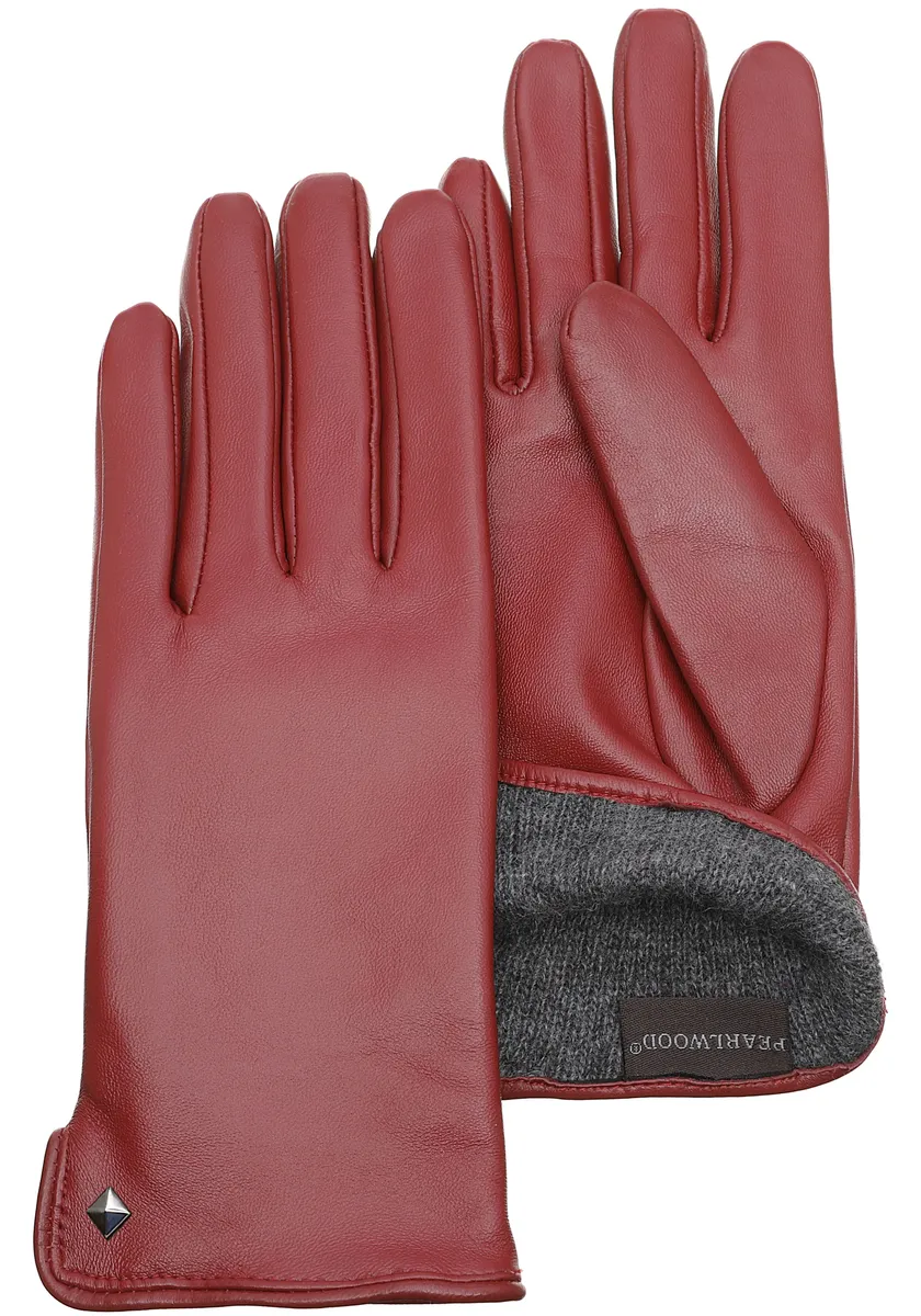 

Кожаные перчатки PEARLWOOD "Meg", декоративная заклепка в виде камня, эластичный пояс, боковой разрез, цвет Fire