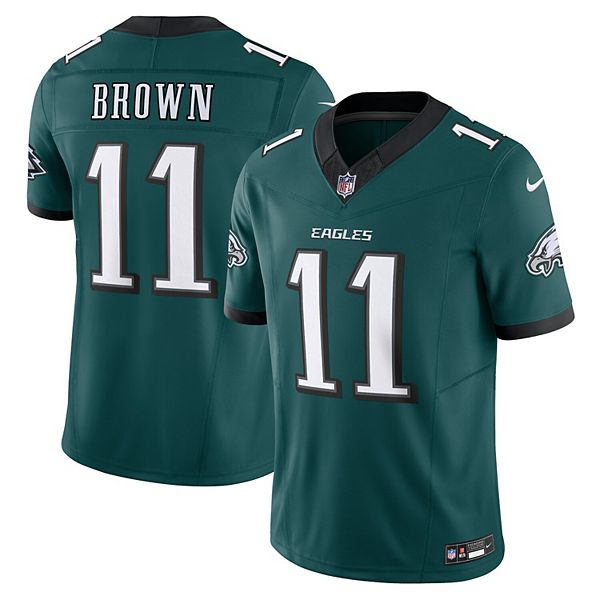 

Мужская футболка Philadelphia Eagles Vapor FUSE Limited цвета midnight green с именем AJ Brown Nike