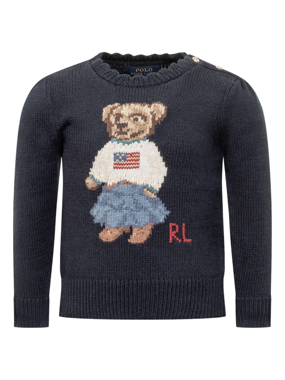 Вязаный свитер с медведем POLO RALPH LAUREN KIDS, синий