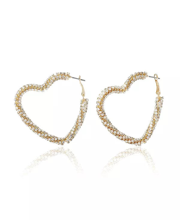 

Серьги-Кольца с хрустальными сердцами Bcbgeneration, gold