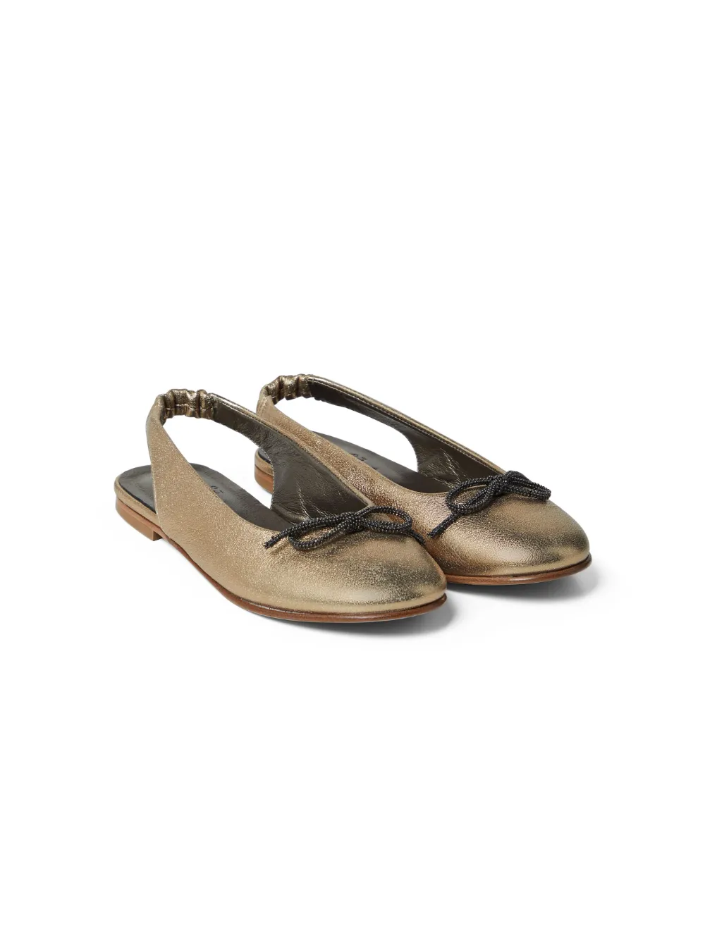 

Балетки из кожи с эффектом ламе Brunello Cucinelli Kids, золотой