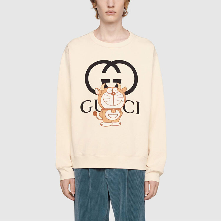 Толстовка Doraemon X Gucci цвета слоновой кости, белый — фото 2