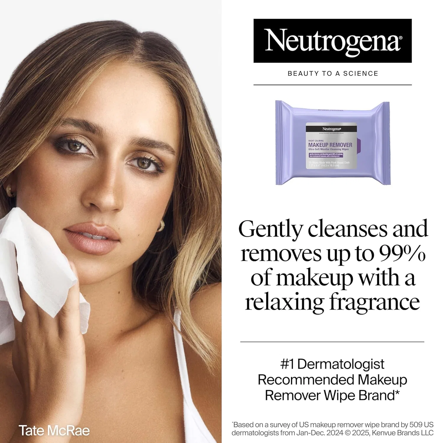 Мицеллярная вода Neutrogena — Салфетки для снятия макияжа Night Calming, 2 упаковки по , % растительное полотно, 1.01 г — фото 2