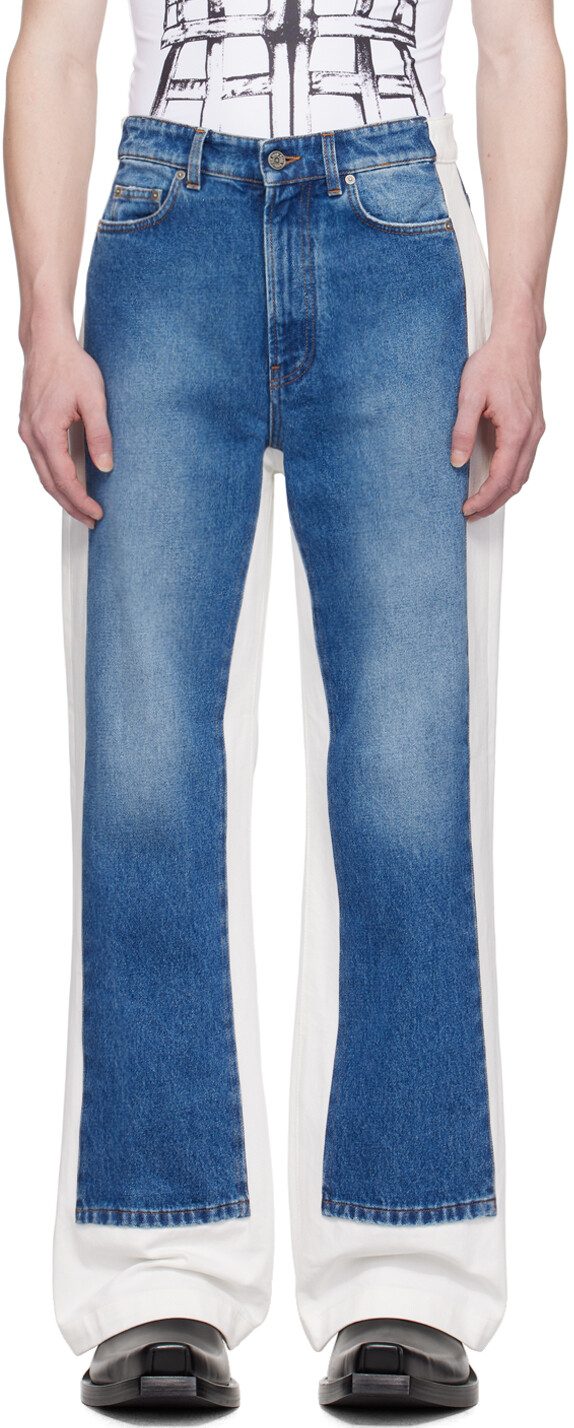 

Сине-белые вставные джинсы Jean Paul Gaultier, Vintage blue/White