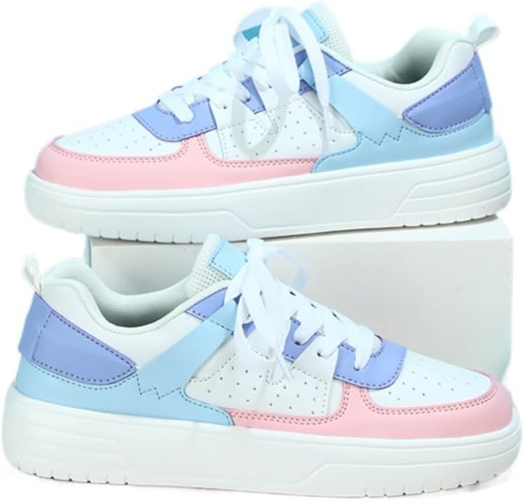 

Дышащие сетчатые стильные повседневные кроссовки с амортизацией, круглый носок, шнуровка, низкие, с толстой подошвой, удобные спортивные обувь для городских прогулок, школы, вечеринок, для повседневной носки Ctkvbmeoi, белый/розовый