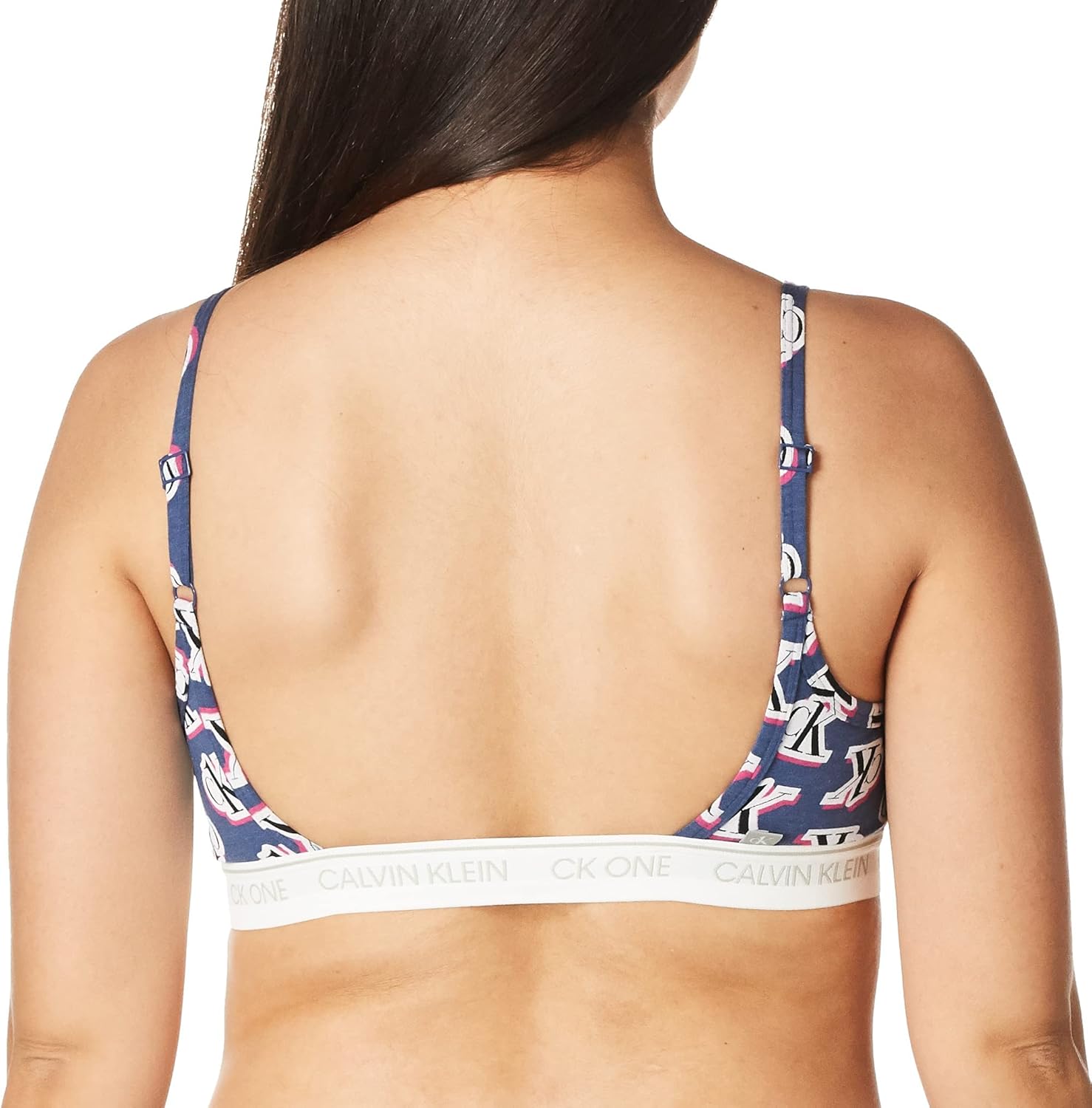 Женский бюстгальтер-бралетт Calvin Klein CK One Cotton Unlined, Logo Step Print_Seashore Blue — фото 2