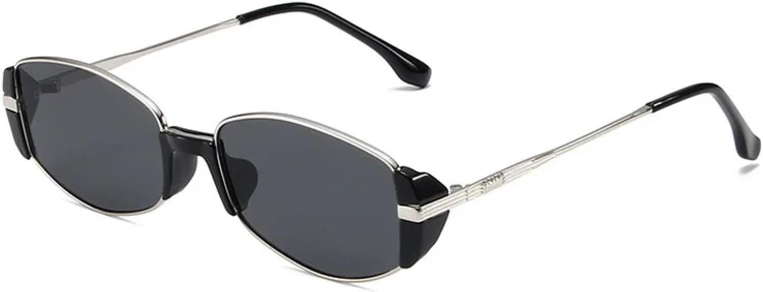 

Винтажные солнцезащитные очки неправильной формы для женщин, мужчин и девушек в стиле панк, маленькие солнцезащитные очки с защитой от УФ-излучения UV400 VVTWSSW, Blacksilver-black