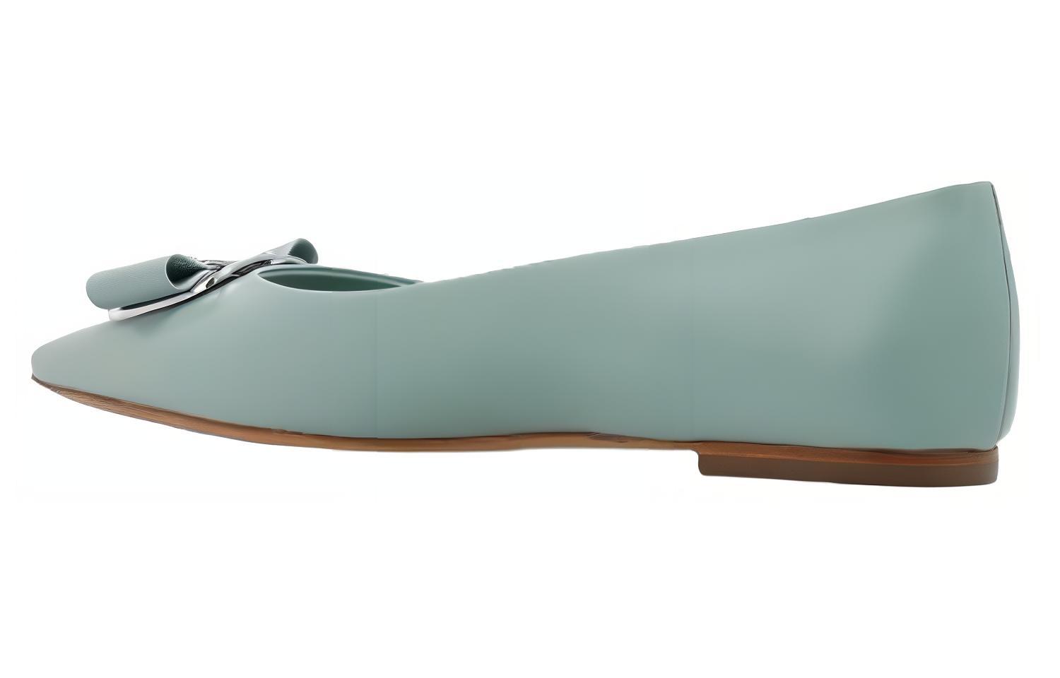 FERRAGAMO New Vara-bow Балетки из ягненка, Светло-голубой — фото 4