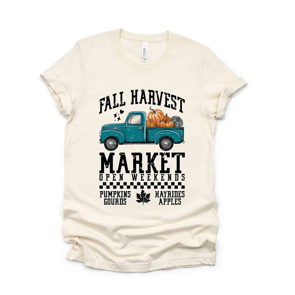 

Футболка с короткими рукавами и графическим рисунком Fall Harvest Truck Simply Sage Market, цвет Cream