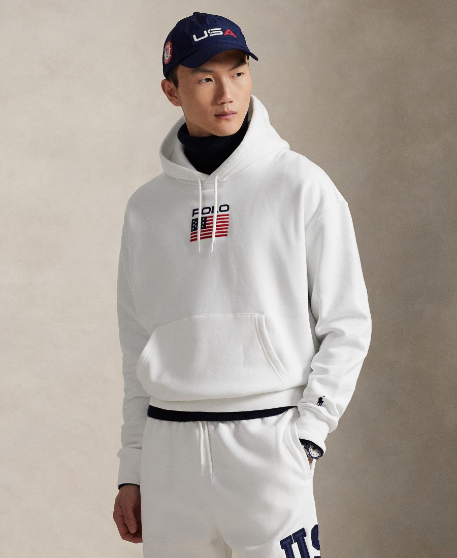 

Мужская флисовая толстовка с изображением флага Polo Ralph Lauren, White