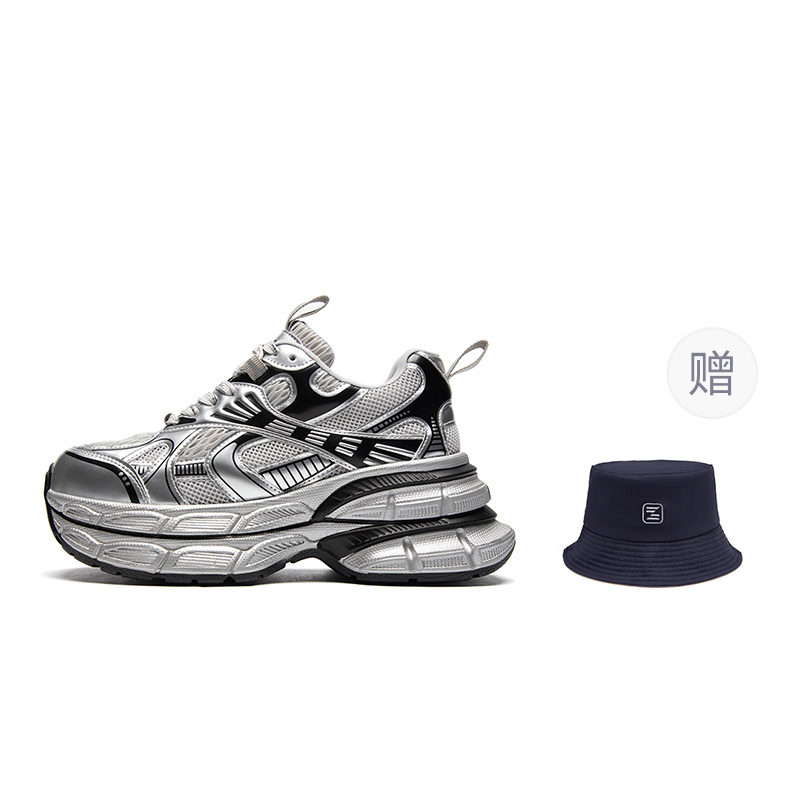 

ZHR Super Star Era с амортизацией, износостойкие низкие массивные кроссовки унисекс серебристые [В комплекте ковбойская шляпа], цвет Silver[Comes with Bucket Hat]