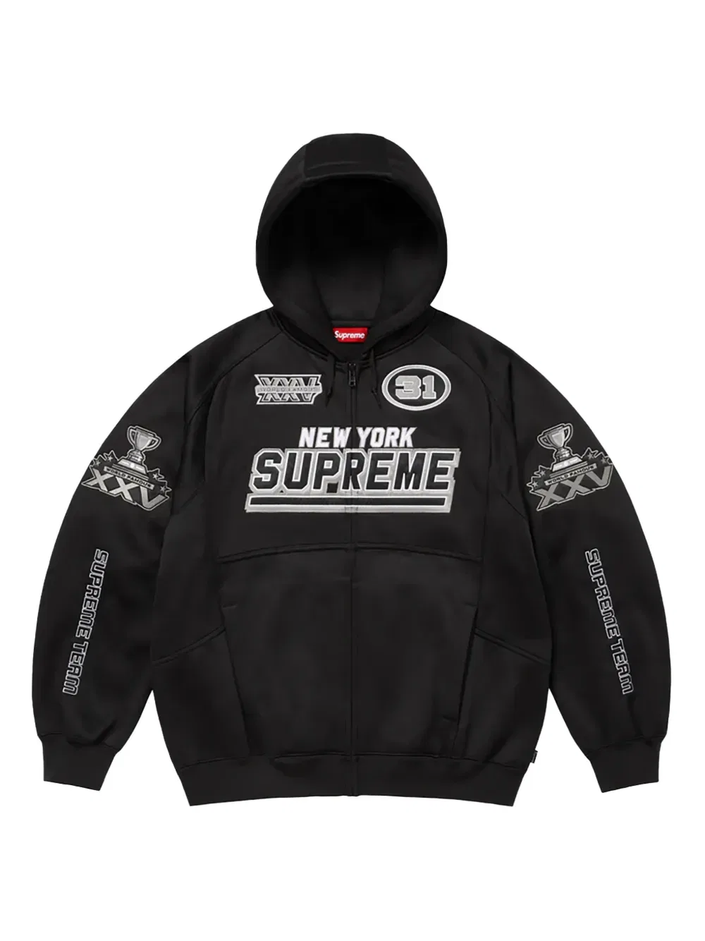 Толстовка с нашивкой и застежкой-молнией Supreme, черный