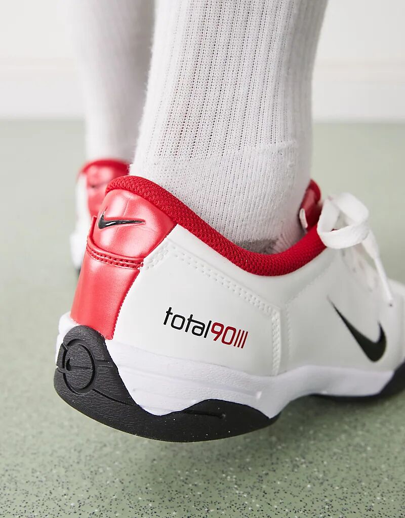 Кроссовки унисекс Nike T90 белого и красного цветов — фото 3