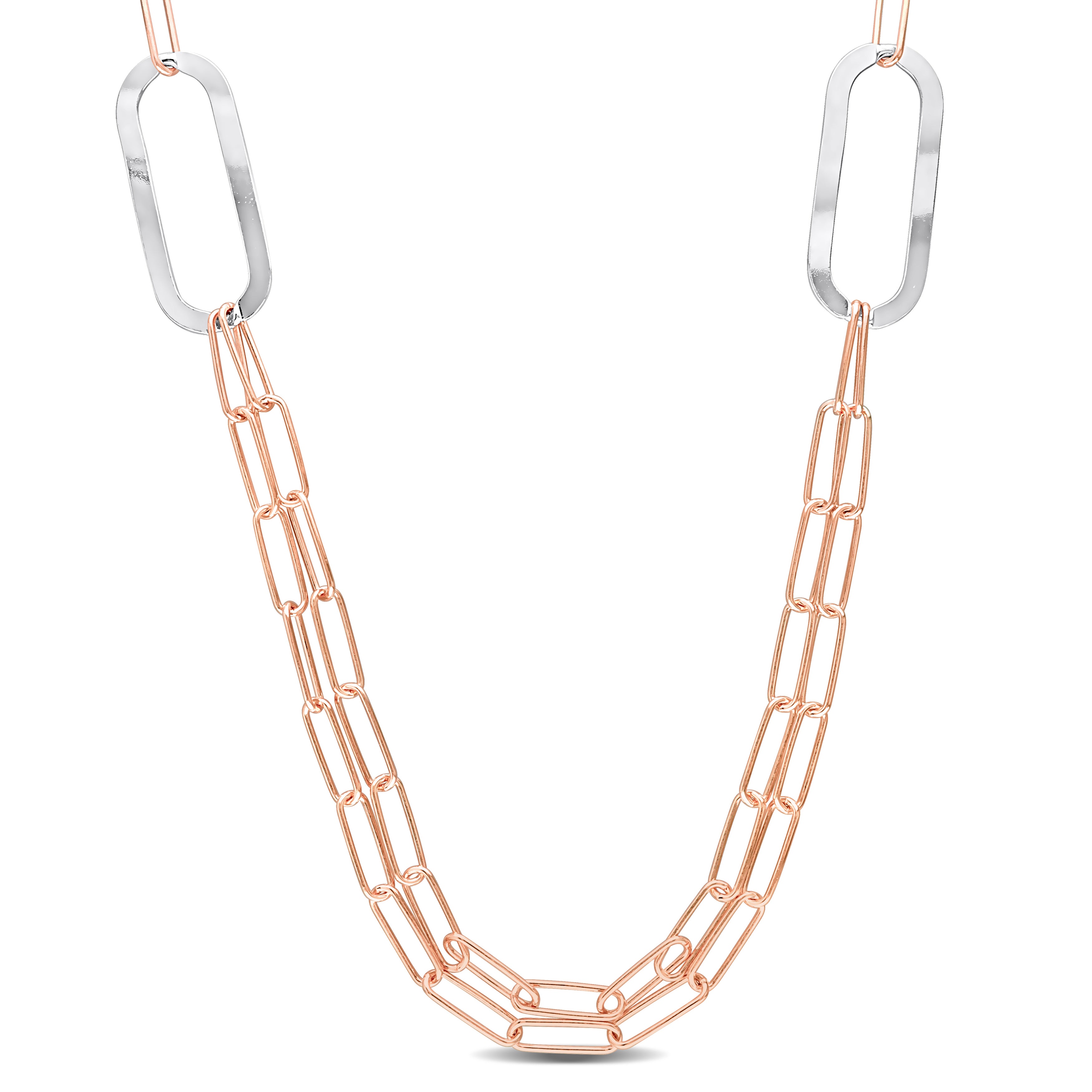 

Двухцветное ожерелье-скрепка Mimi & Max из стерлингового серебра с розовым покрытием - 37 дюймов Mimi & Max, Two-Tone