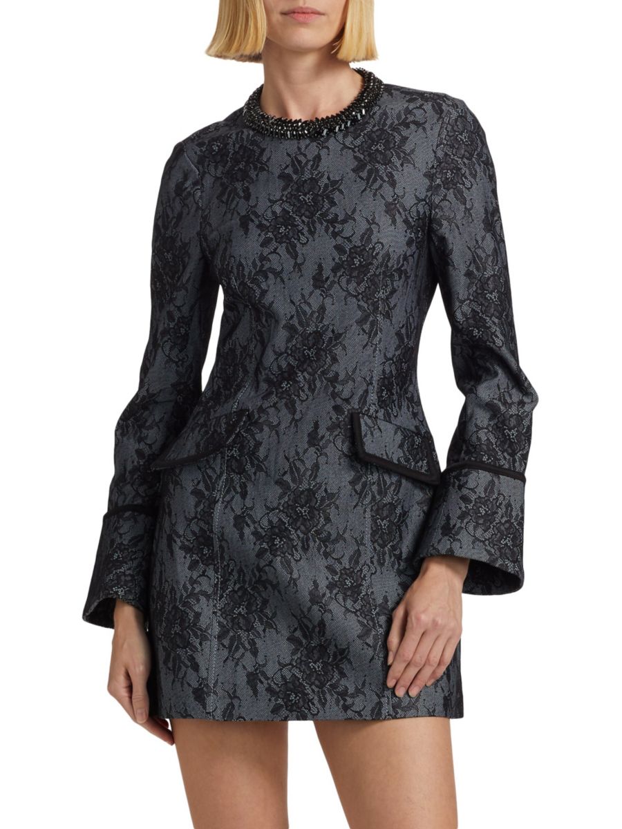 

Мини-платье из хлопковой смеси Reina Lace Cinq à Sept, цвет Light Indigo Black