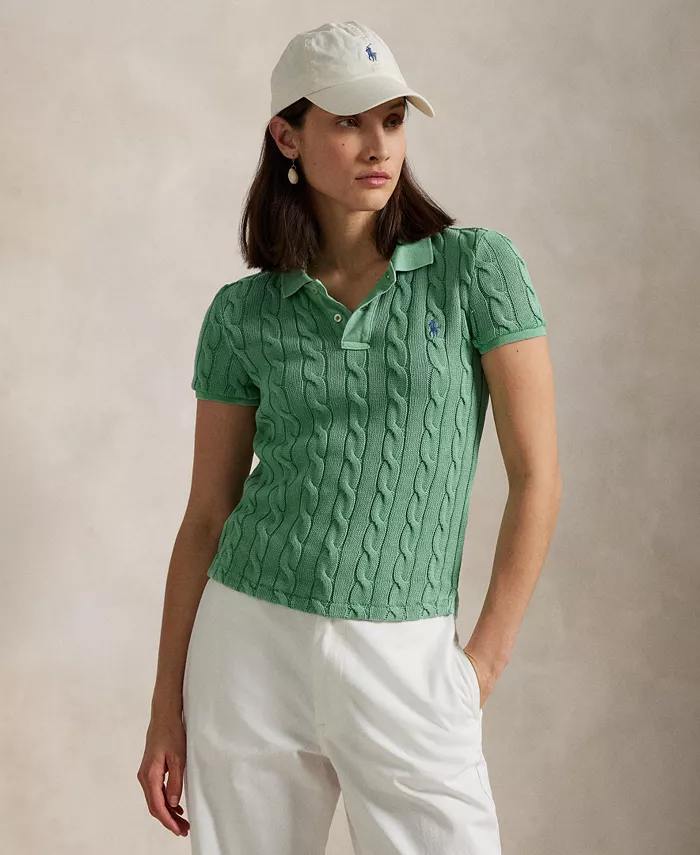 

Женская поло с ажурной вязкой Polo Ralph Lauren, зеленый