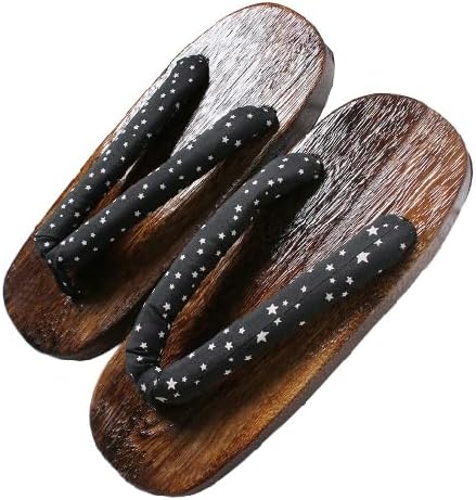 

Мужские японские деревянные сабо с плоским дном, изготовленные из ткани с принтом, с EVA стельками с деревянным узором для пар, с толстой подошвой противоскользящие деревянные сабо и шлепанцы Bydzkj, черный