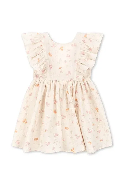 Платье с воланами ELIN FRILL DRESS GOTS Konges Sløjd, бежевый — фото 2