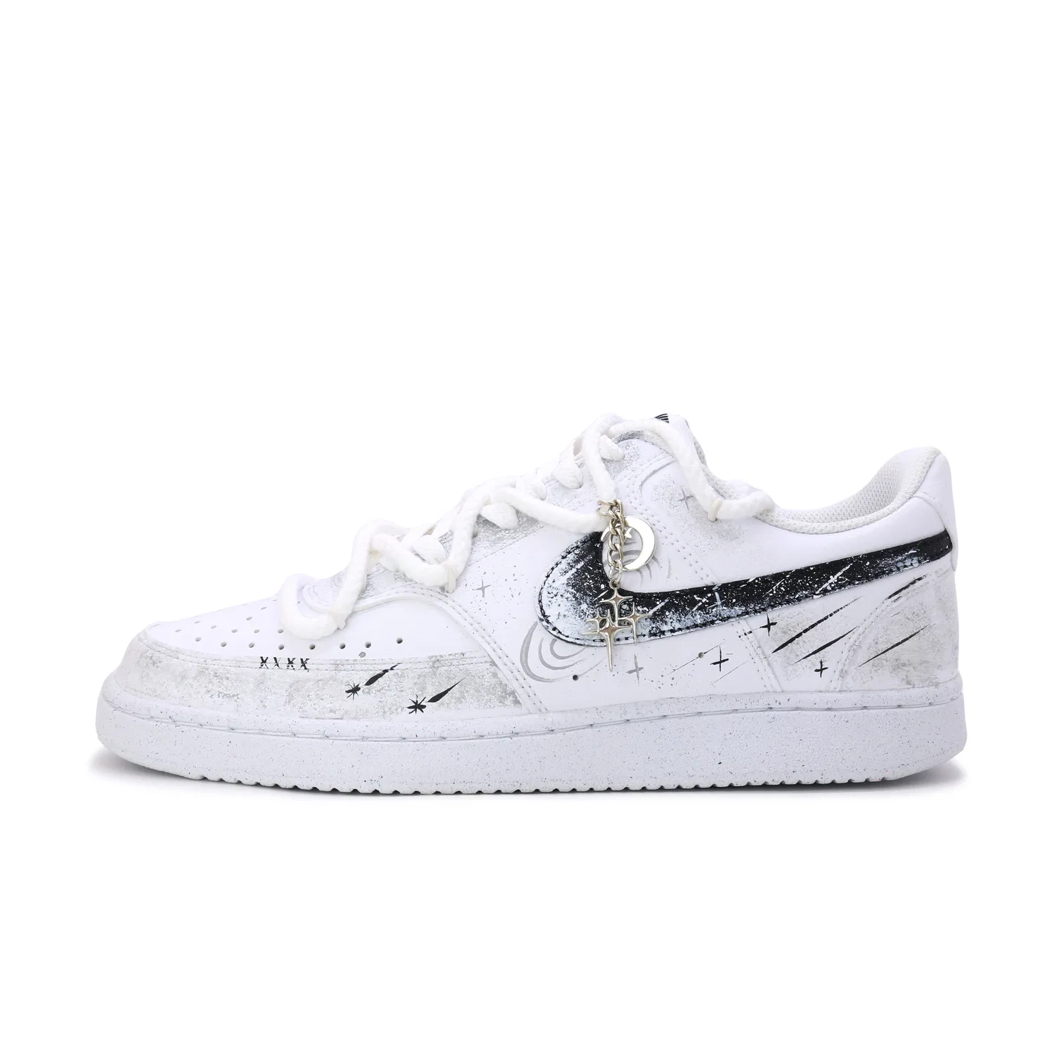 Кроссовки кожаные Nike Court Vision 1 Low Next Nature серо-белые — фото 4
