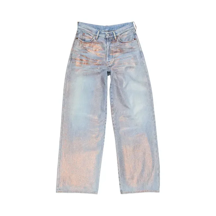 Джинсы Acne Studios Loose-fitting Glitter, светло-голубой